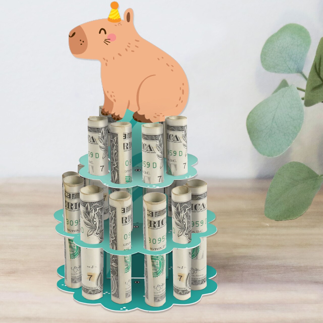Big Dot of Happiness Capy Birthday - DIY Capybara Party Money Holder Gift - Cash Cake
